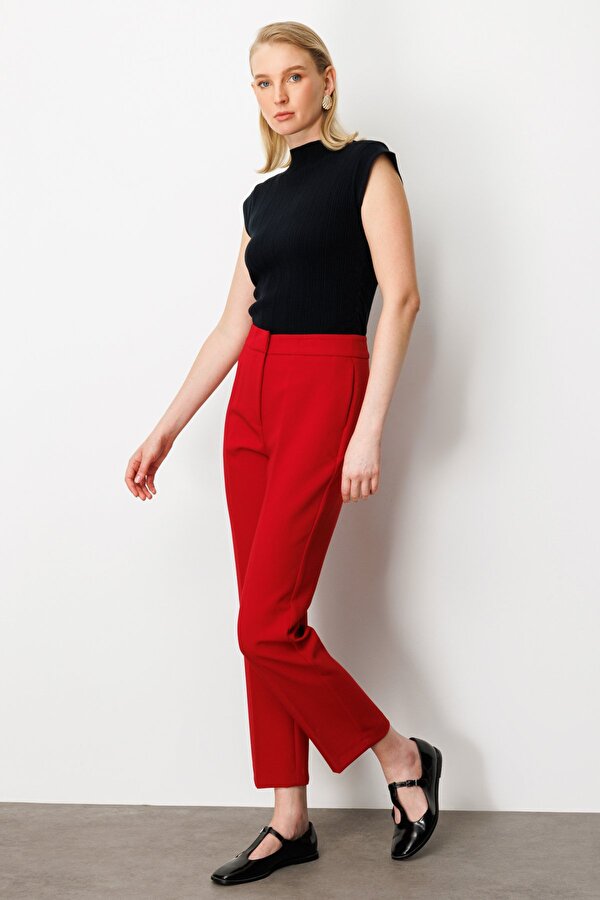 Ekol Kadın Boru Paça Yan Cepli Pantolon 5023 Kırmızı