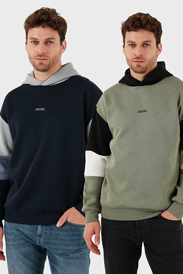 Erkek Sweat 5905299S2 Haki-Koyu Lacivert