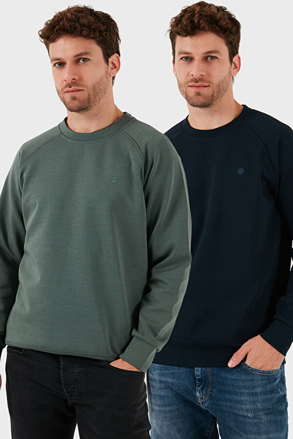 Erkek Sweat 5901210S2 HAKİ-LACİVERT