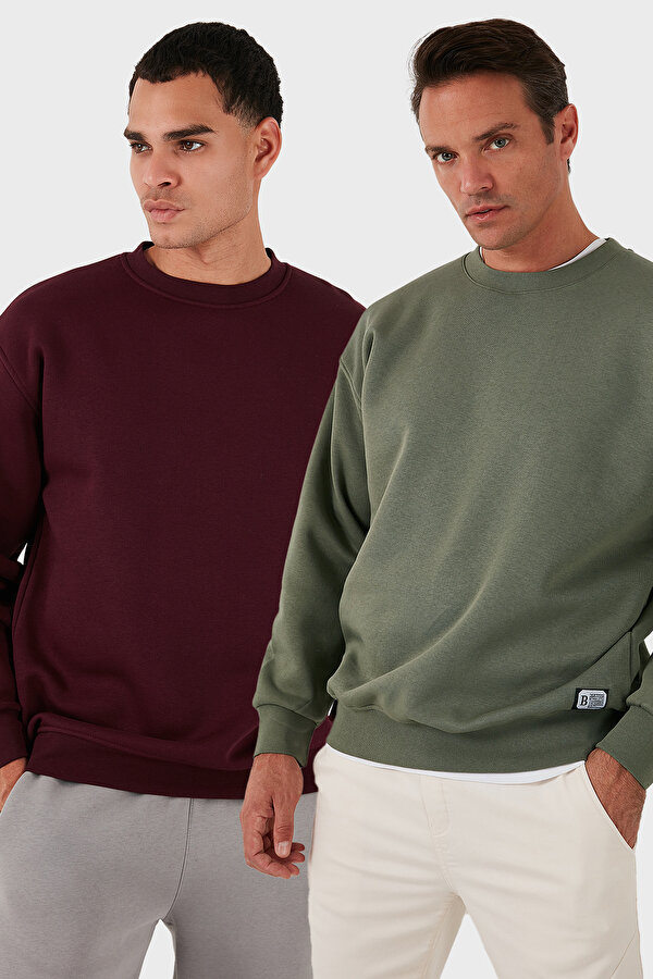 Erkek Sweat 5905255S2 Haki-Vişne
