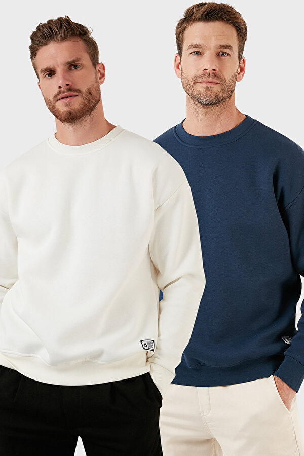 Erkek Sweat 5905255S2 Ekru-İndigo