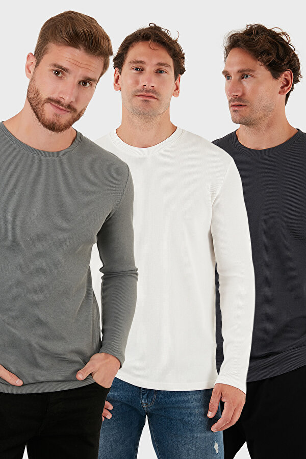 Buratti Erkek Sweat 5905073S3 Antrasit-Açık Haki-Ekru