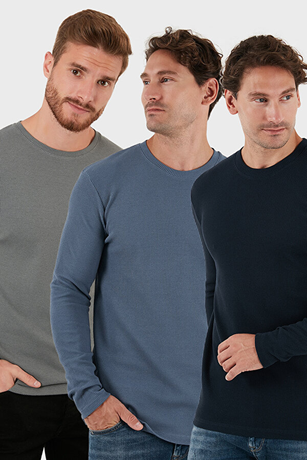 Buratti Erkek Sweat 5905073S3 Açık Haki-Koyu Gri-Lacivert