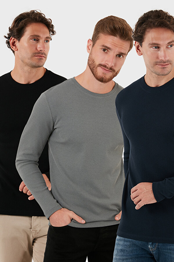 Erkek Sweat 5905073S3 Açık Haki-Lacivert-Siyah