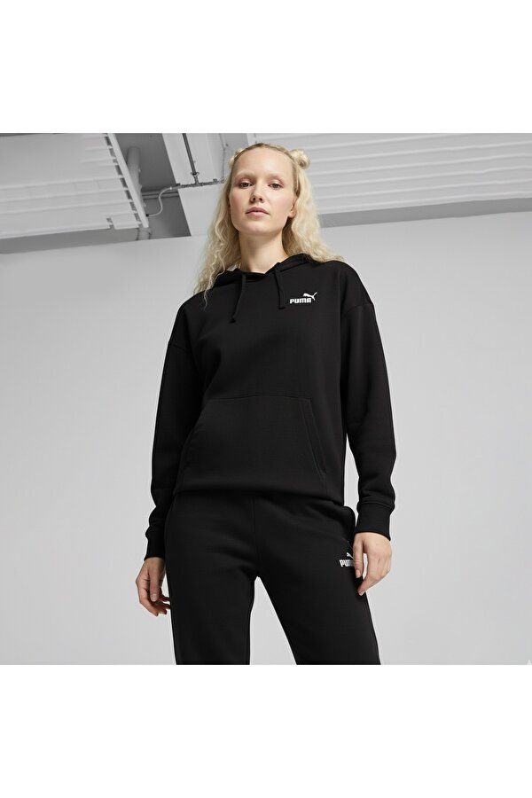 Essentials Small No.1 Logo Kadın Siyah Kapüşonlu Sweatshirt