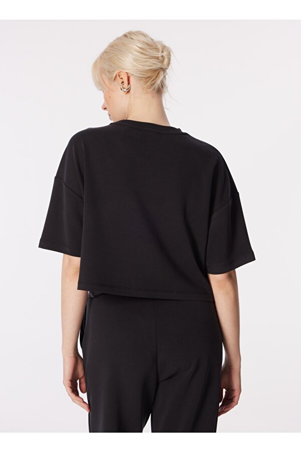 Discovery Expedition D4SL-TST3043 Siyah Bisiklet Yaka Oversize Baskılı Kadın T-Shirt