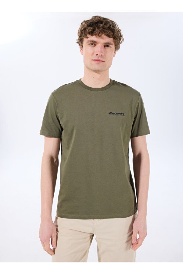 D4SM-TST3294 Haki Bisiklet Yaka Standart Düz Erkek T-Shirt