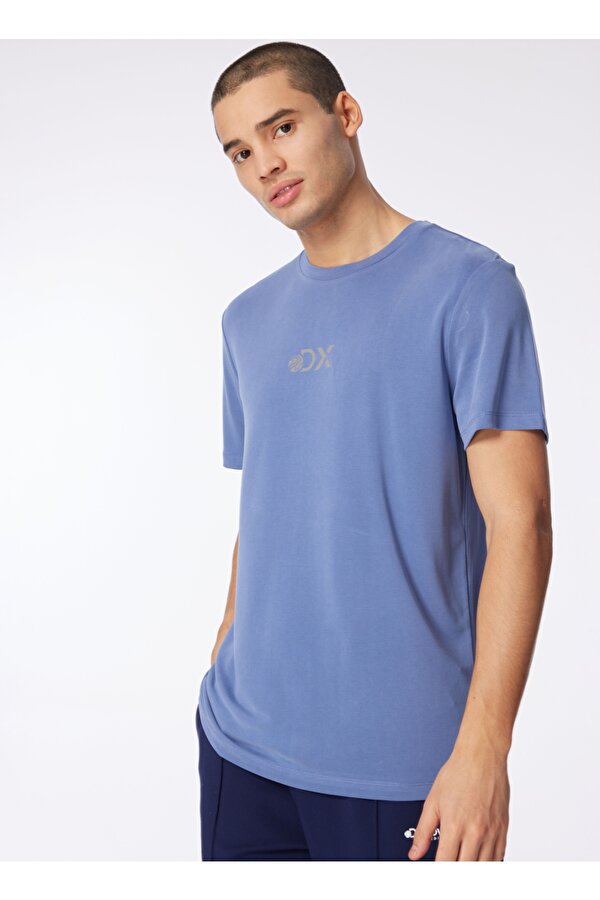 Discovery Expedition D4SM-TST3282 İndigo Bisiklet Yaka Relaxed Baskılı Erkek T-Shirt