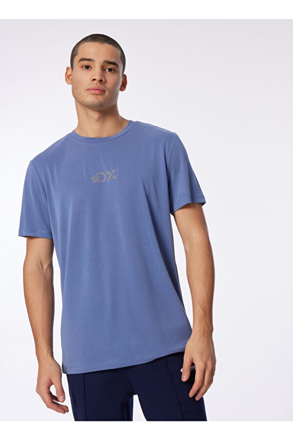 Discovery Expedition D4SM-TST3282 İndigo Bisiklet Yaka Relaxed Baskılı Erkek T-Shirt