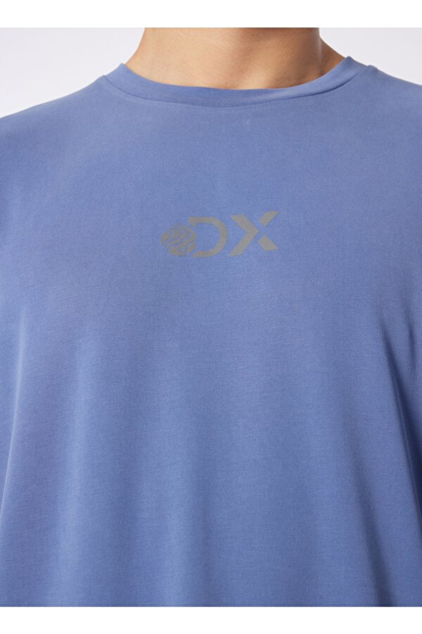 Discovery Expedition D4SM-TST3282 İndigo Bisiklet Yaka Relaxed Baskılı Erkek T-Shirt