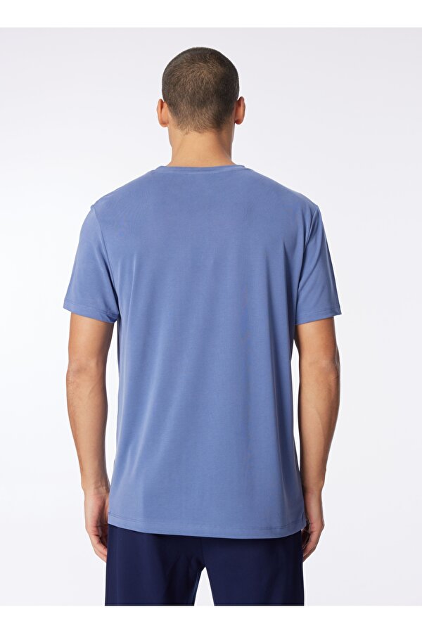 Discovery Expedition D4SM-TST3282 İndigo Bisiklet Yaka Relaxed Baskılı Erkek T-Shirt