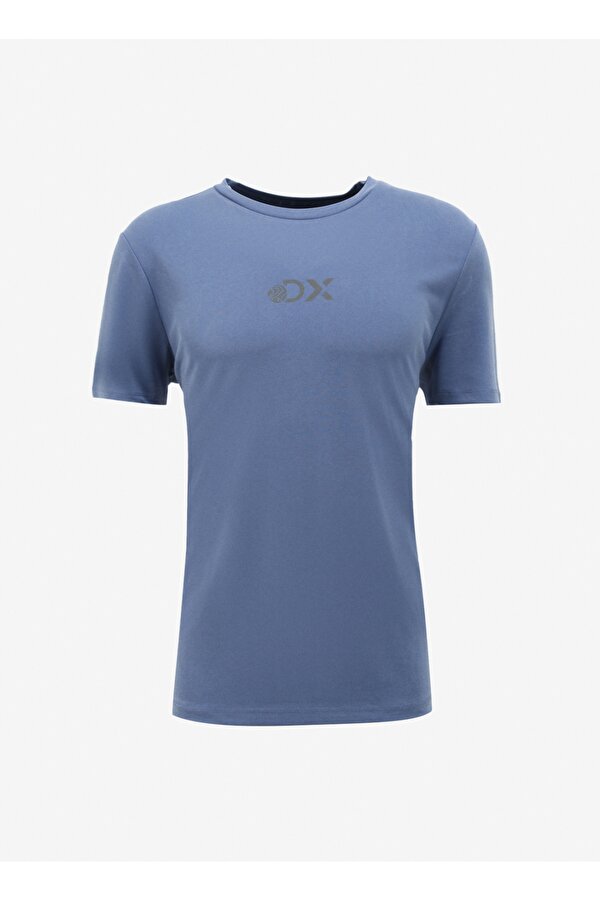 Discovery Expedition D4SM-TST3282 İndigo Bisiklet Yaka Relaxed Baskılı Erkek T-Shirt