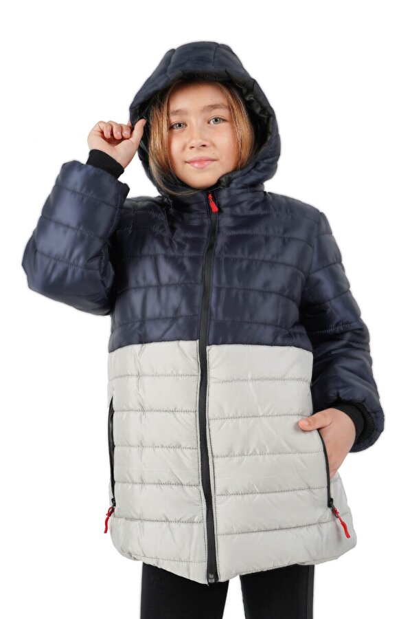 D1fference İçi Kürklü Su ve Rüzgar Geçirmez Kapüşonlu Kız Çocuk Mont