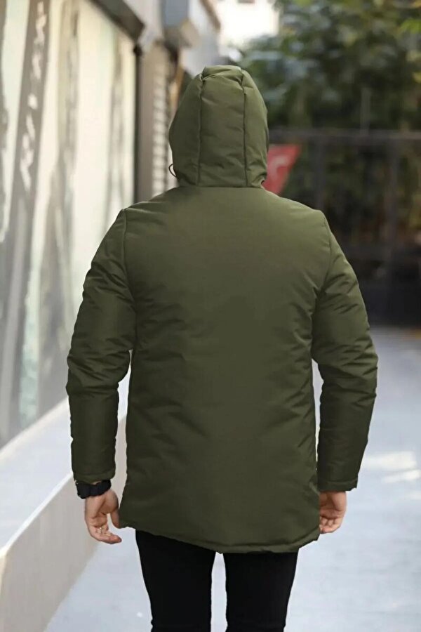 D1fference İçi Astarlı Su ve Rüzgar Geçirmez Cepli Kapüşonlu Erkek Mont