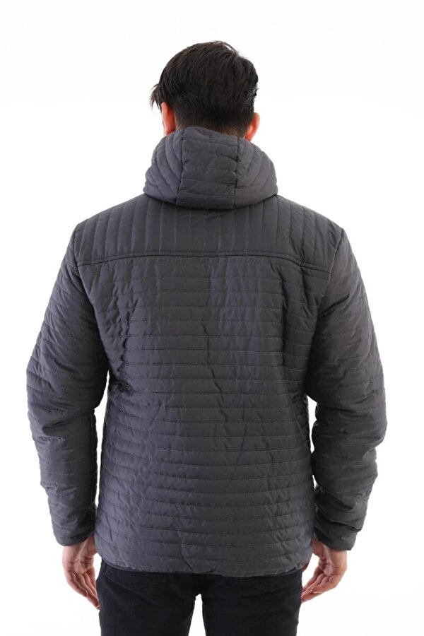 D1fference İçi Astarlı Su ve Rüzgar Geçirmez Cepli Kapüşonlu Erkek Mont