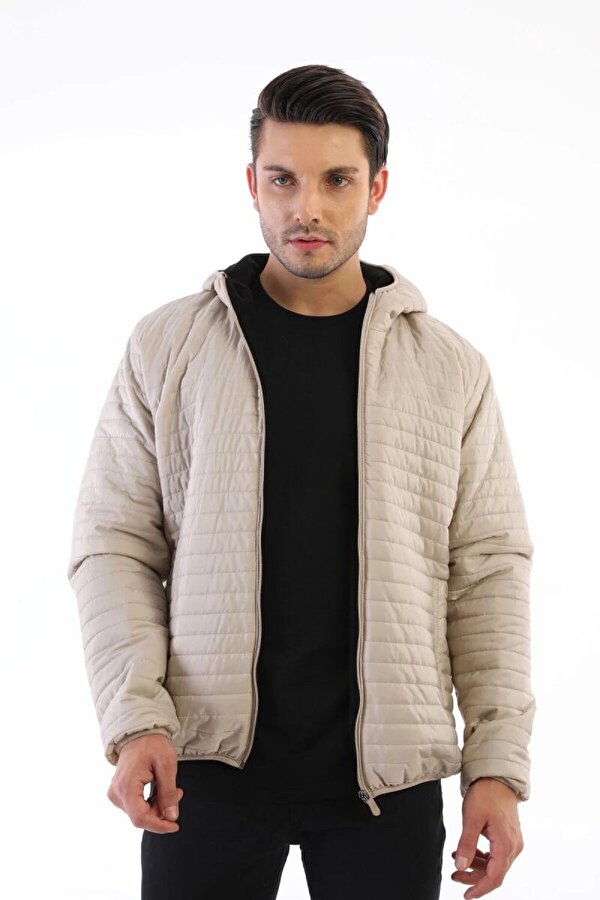 D1fference İçi Astarlı Su ve Rüzgar Geçirmez Cepli Kapüşonlu Erkek Mont