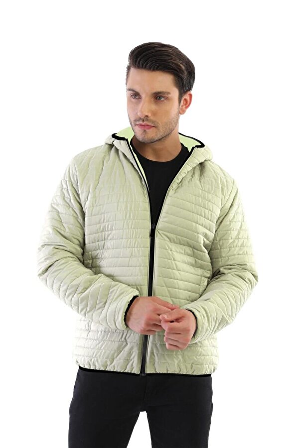 D1fference İçi Astarlı Su ve Rüzgar Geçirmez Cepli Kapüşonlu Erkek Mont