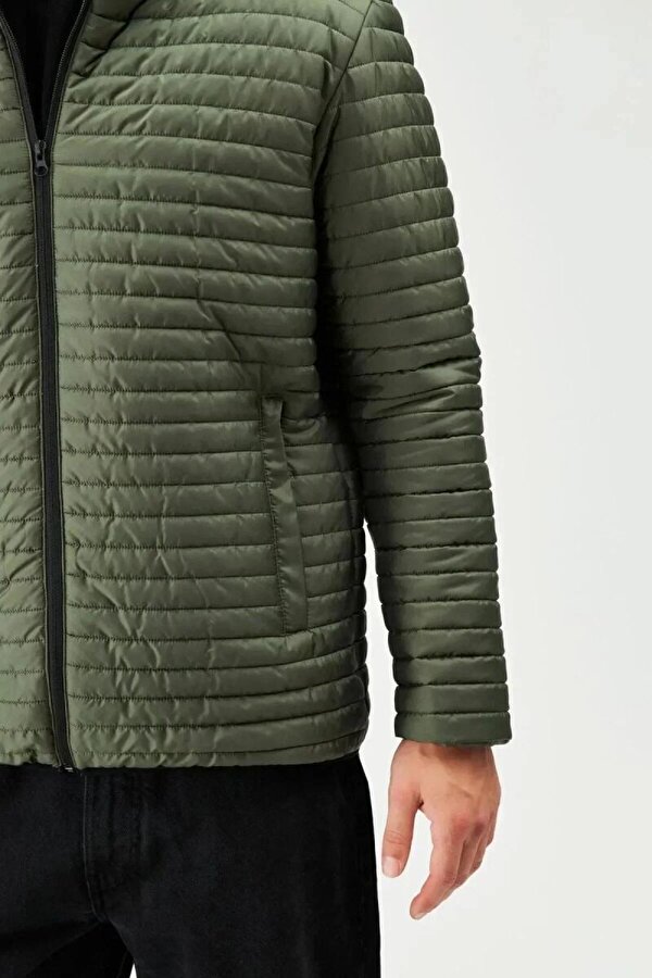 D1fference İçi Astarlı Su ve Rüzgar Geçirmez Cepli Kapüşonlu Erkek Mont