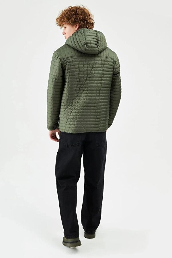 D1fference İçi Astarlı Su ve Rüzgar Geçirmez Cepli Kapüşonlu Erkek Mont