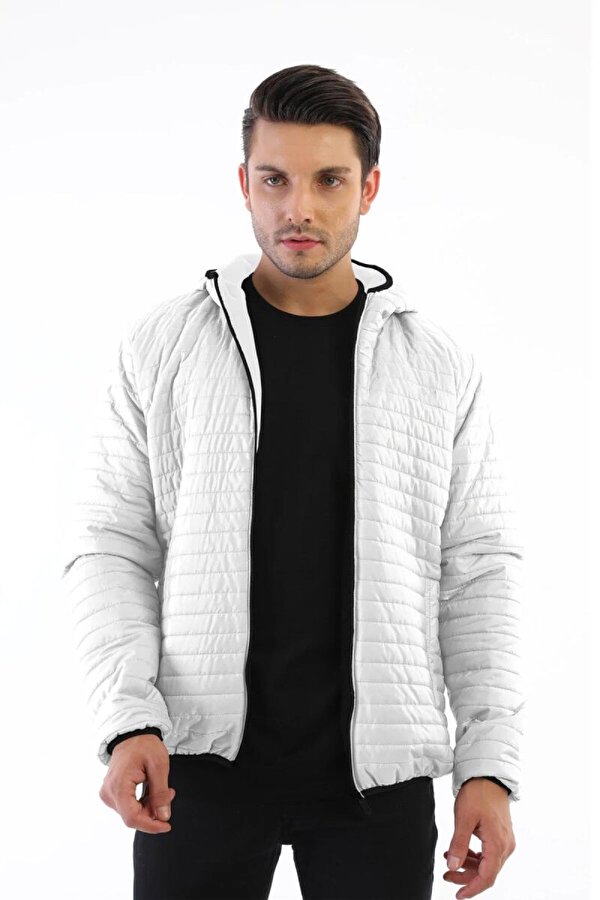 D1fference İçi Astarlı Su ve Rüzgar Geçirmez Cepli Kapüşonlu Erkek Mont