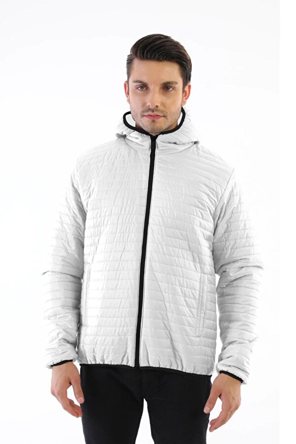 D1fference İçi Astarlı Su ve Rüzgar Geçirmez Cepli Kapüşonlu Erkek Mont