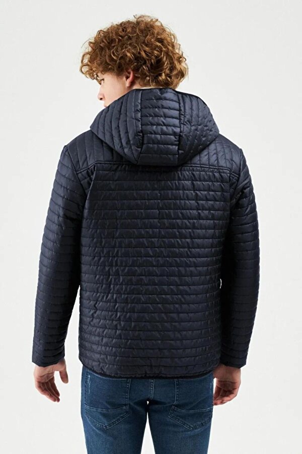 D1fference İçi Astarlı Su ve Rüzgar Geçirmez Cepli Kapüşonlu Erkek Mont