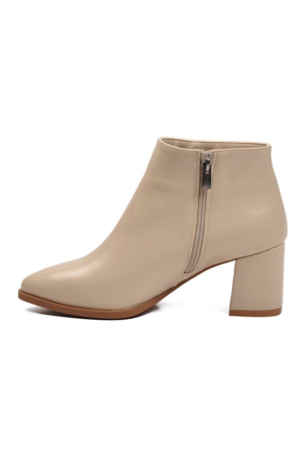 Pierre Cardin Krem İçi Kürklü Fermuarlı Kadın Topuklu Bot