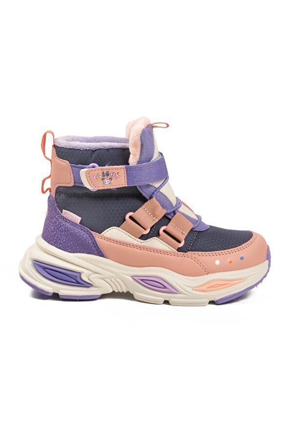 Pudra Cırtlı İçi Polarlı Kız Çocuk Sneaker Bot