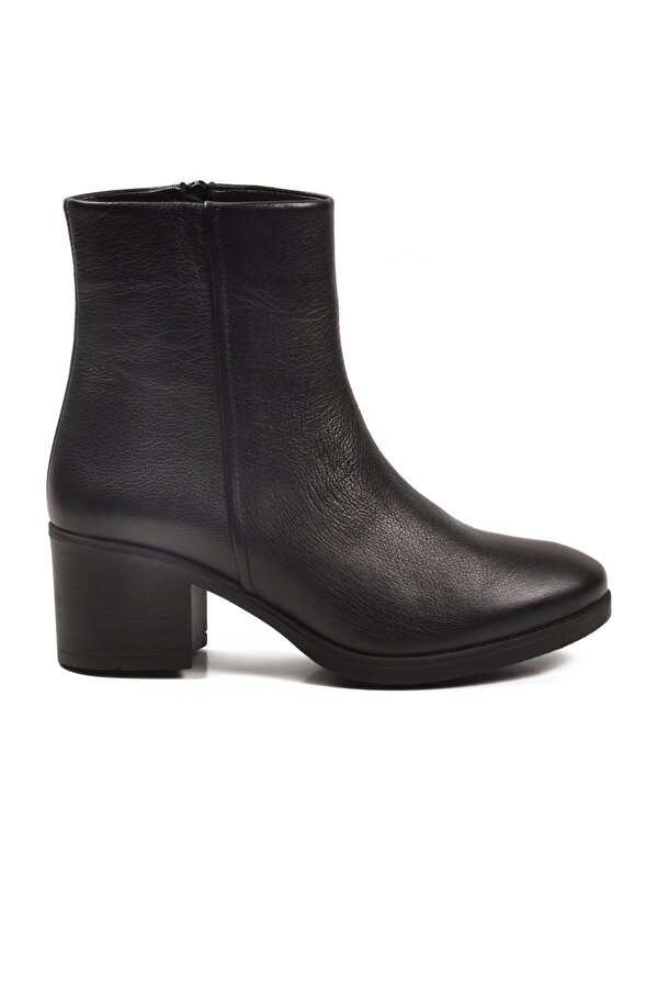 Ayakmod Siyah Hakiki Deri Fermuarlı Polarlı Kadın Bot 92162-1 Z