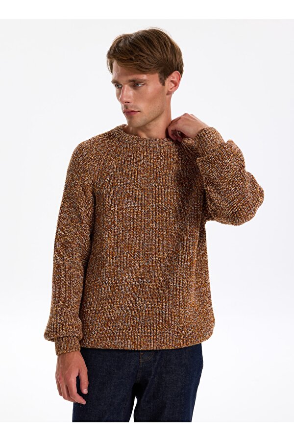 Jeep Bisiklet Yaka Relaxed Düz Kiremit Erkek Kazak J4WM-KZK4450