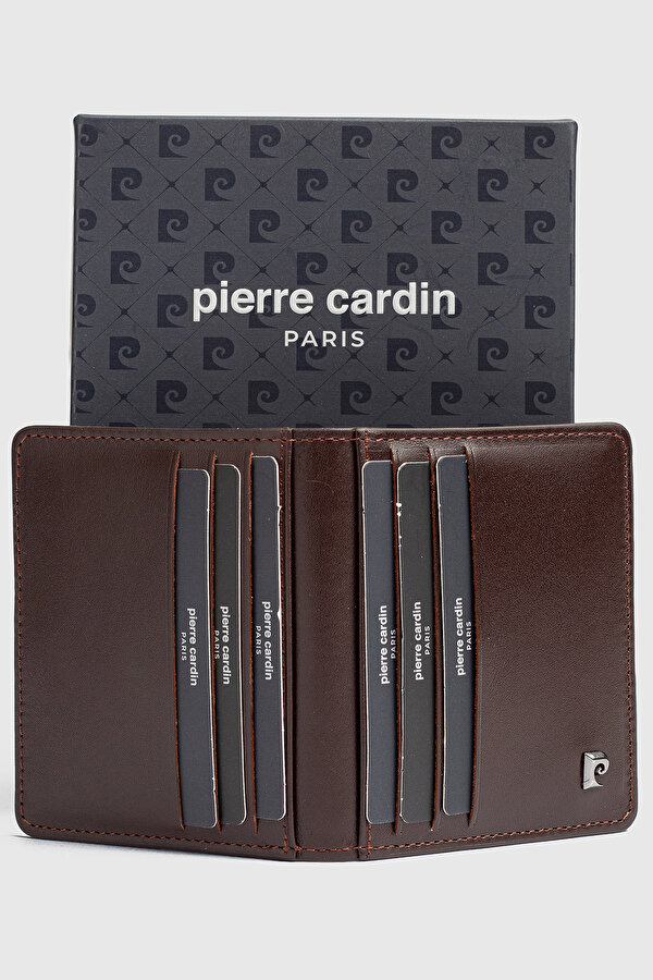 Pierre Cardin 0206 Hakiki Deri Erkek Cüzdan Kartlık Analin Kahverengi