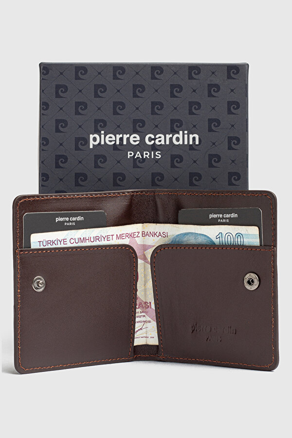 Pierre Cardin 0206 Hakiki Deri Erkek Cüzdan Kartlık Analin Kahverengi