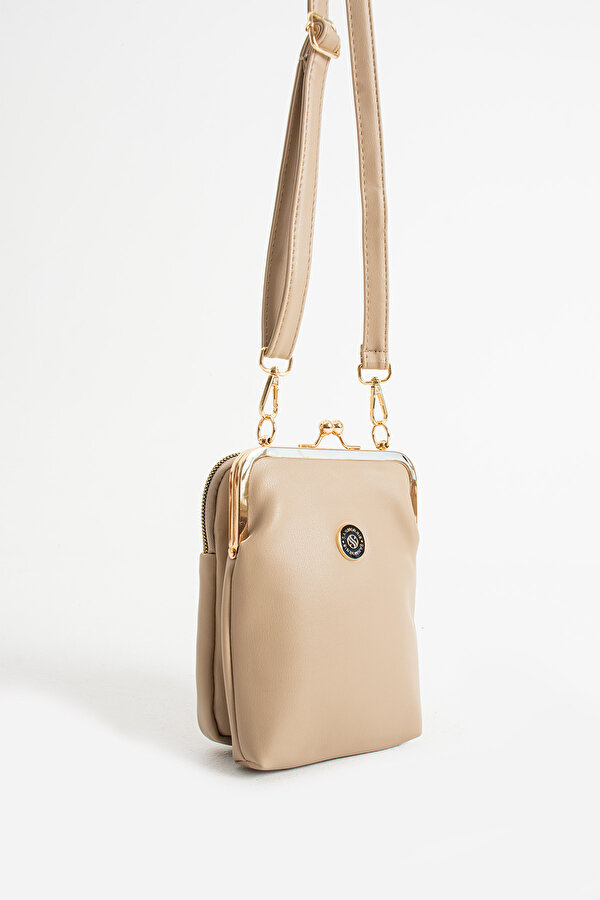 Sanmoris SN 1433 BURSLU KADIN OMUZ ÇANTASI KLİPSLİ EL ÇANTASI ÇAPRAZ ÇANTA KUM