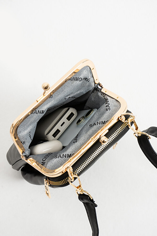 Sanmoris SN 1433 BURSLU KADIN OMUZ ÇANTASI KLİPSLİ EL ÇANTASI ÇAPRAZ ÇANTA KUM