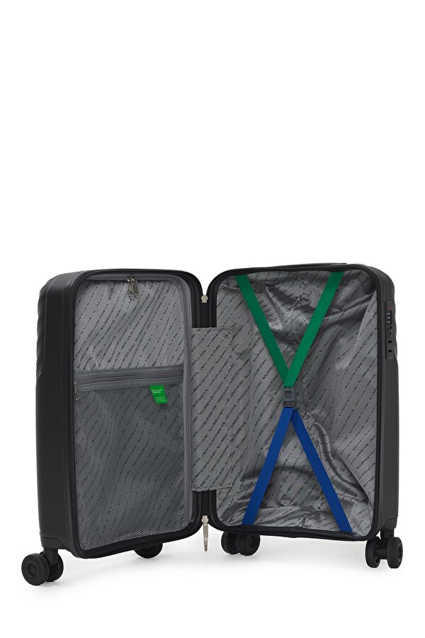 United Colors of Benetton Benetton 8015 Orta Boy  Polipropilen Kırılmaz Valiz  Tekerlekli Valiz SİYAH