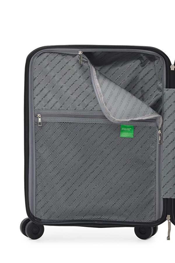 United Colors of Benetton Benetton 8015 Orta Boy  Polipropilen Kırılmaz Valiz  Tekerlekli Valiz SİYAH