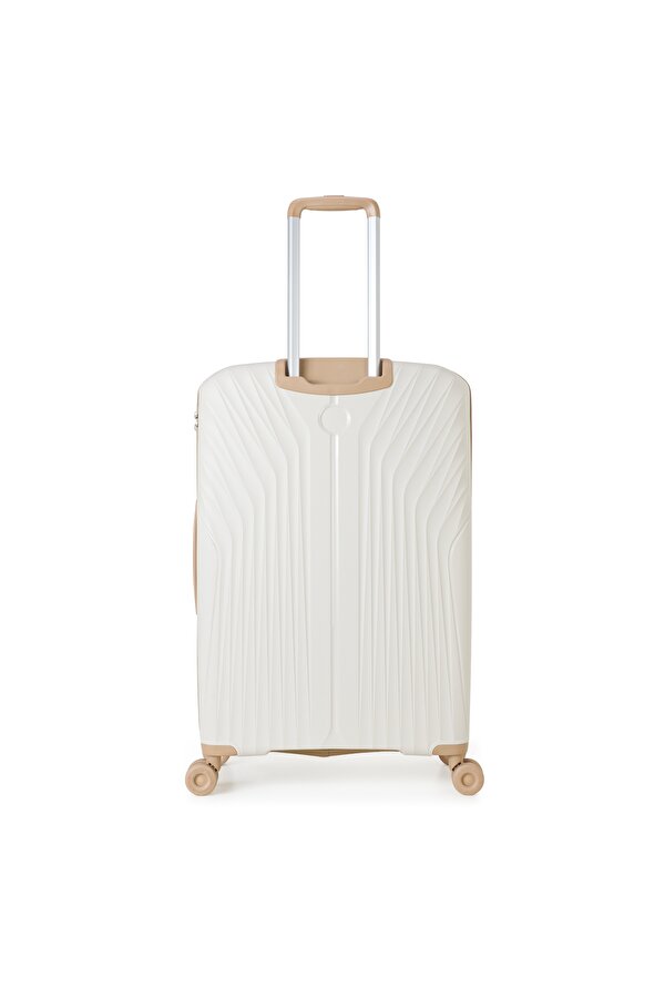 United Colors of Benetton Benetton 8015 Büyük Boy  Polipropilen Kırılmaz Valiz  Tekerlekli Valiz KEMİK ŞAMPANYA