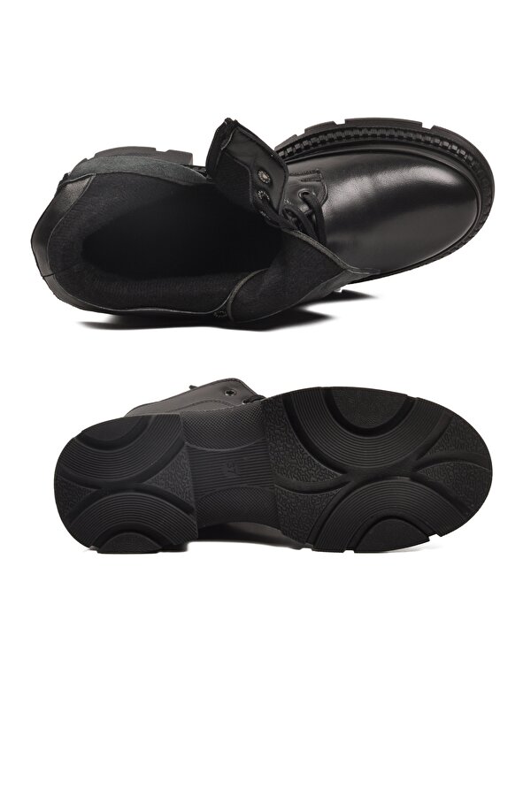 Voyager Siyah Hakiki Deri İçi Polarlı Kadın Topuklu Bot