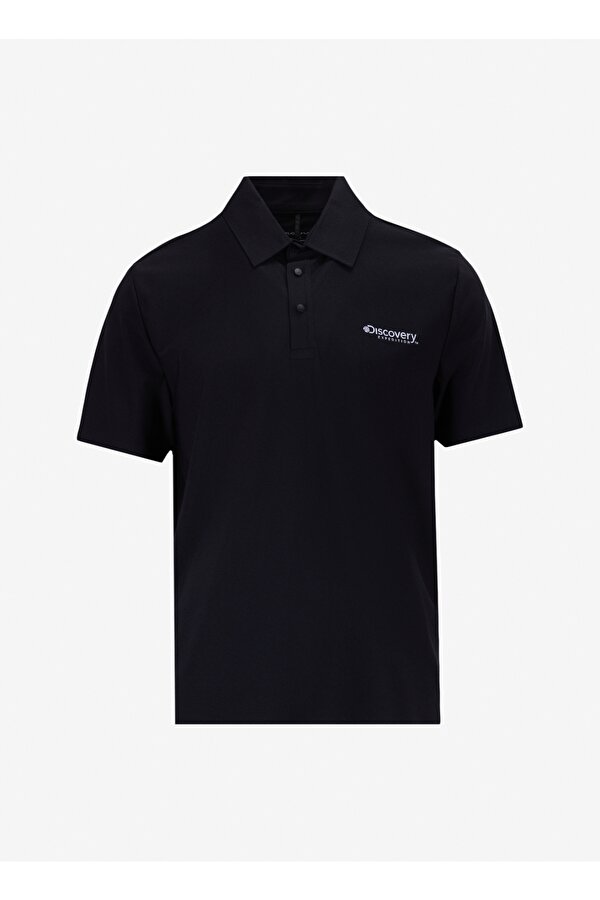 Discovery Expedition D5SM-TST3855 Siyah Relaxed Düz Erkek Polo T-Shirt