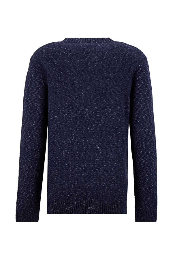 Jeep Bisiklet Yaka Relaxed Düz Örgü Desenli Lacivert Erkek Kazak J5WM-KZK7867