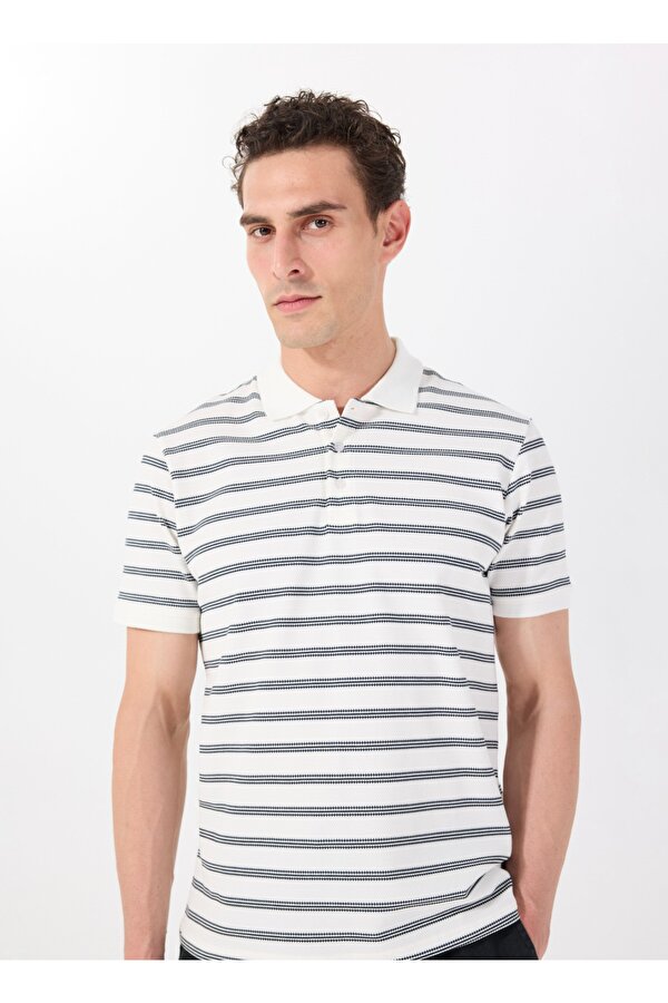 Jeep Çizgili Beyaz Erkek Polo T-Shirt J5SM-TST7383