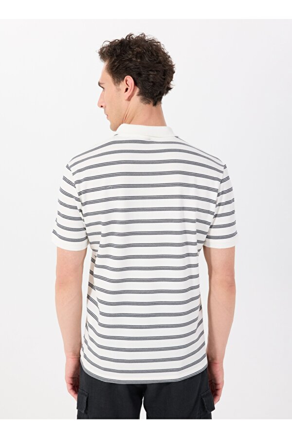 Jeep Çizgili Beyaz Erkek Polo T-Shirt J5SM-TST7383