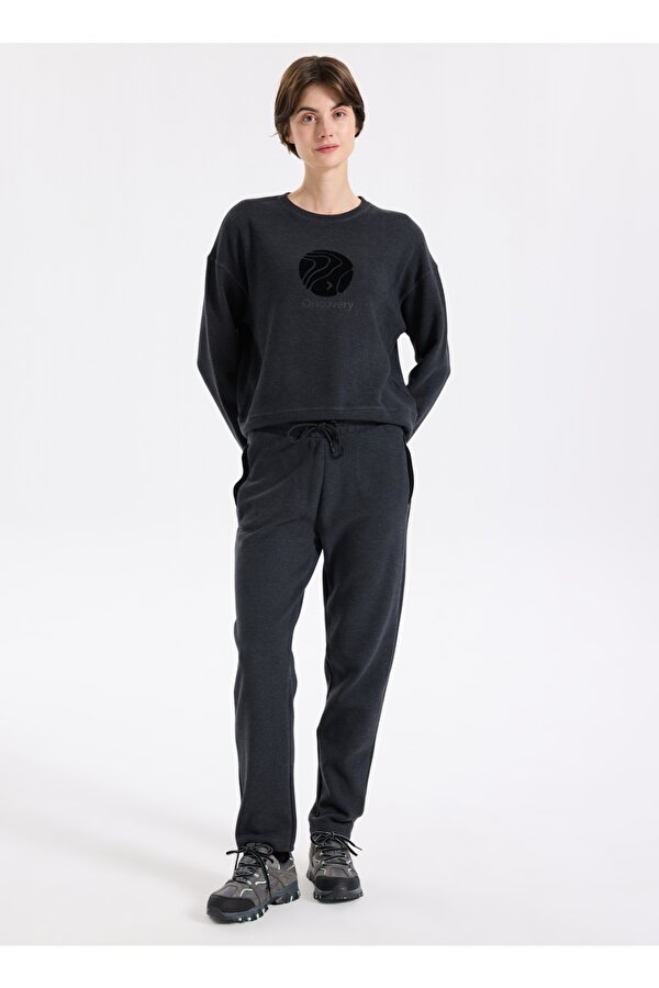 Discovery Expedition D5WL-EA3597 Antrasit Melanj Relaxed Düz Kadın Eşofman Altı