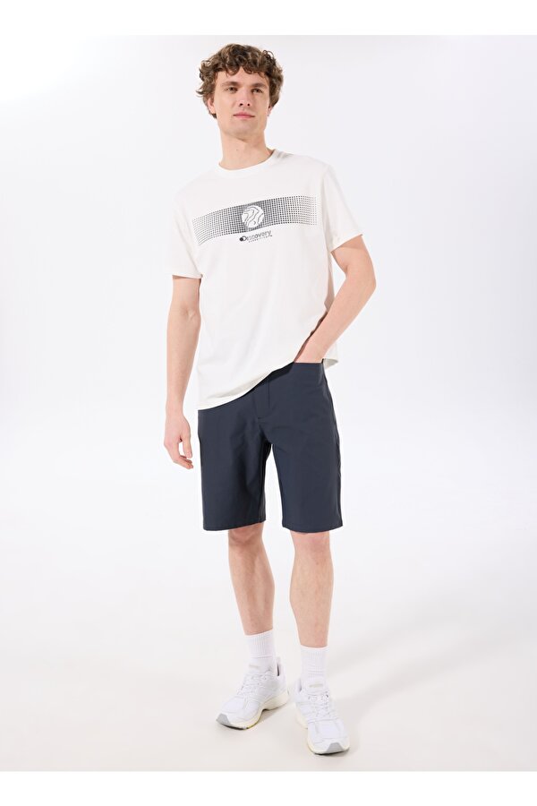 Discovery Expedition D5SM-TST3835 Ekru Bisiklet Yaka Relaxed Baskılı Erkek T-Shirt