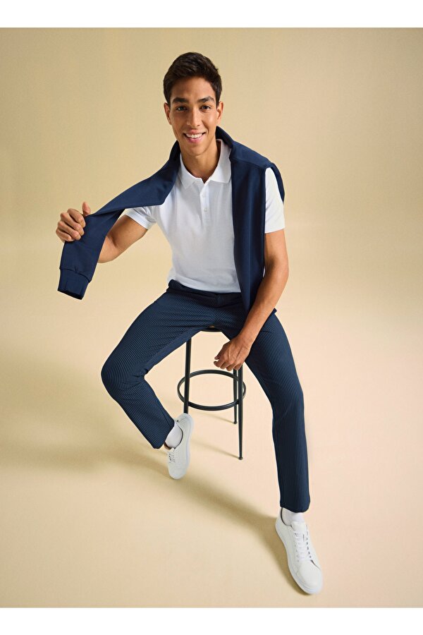 People by Fabrika Normal Bel Normal Paça Lacivert Erkek Chino Pantolon PBF5SM-PNT 5019