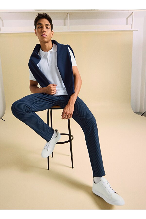 People by Fabrika Normal Bel Normal Paça Lacivert Erkek Chino Pantolon PBF5SM-PNT 5019