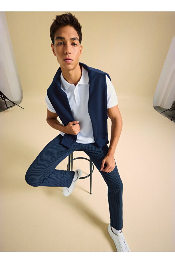 People by Fabrika Normal Bel Normal Paça Lacivert Erkek Chino Pantolon PBF5SM-PNT 5019