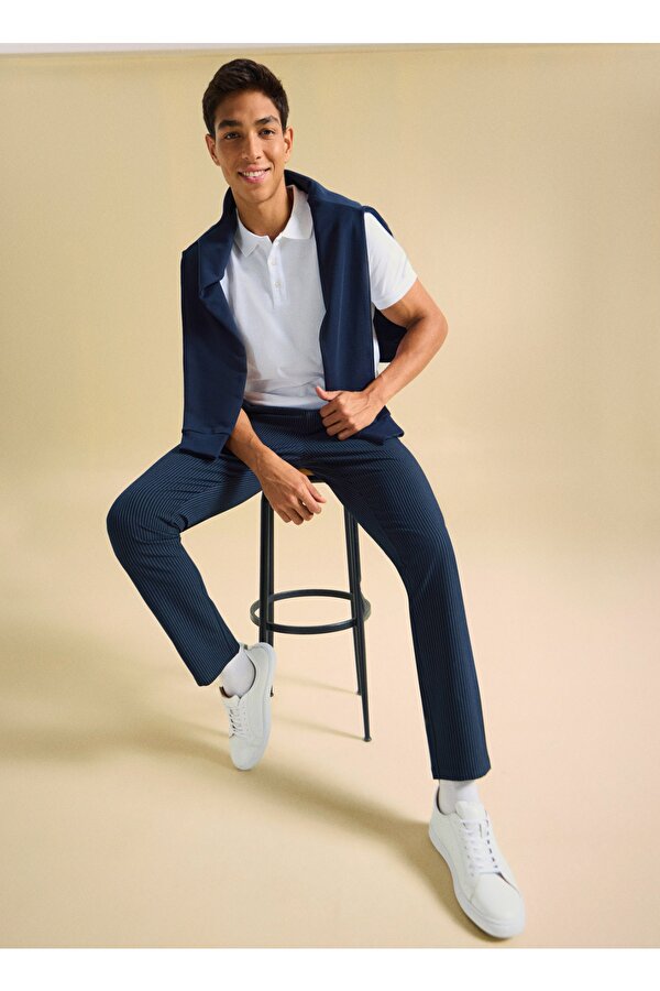 People by Fabrika Normal Bel Normal Paça Lacivert Erkek Chino Pantolon PBF5SM-PNT 5019