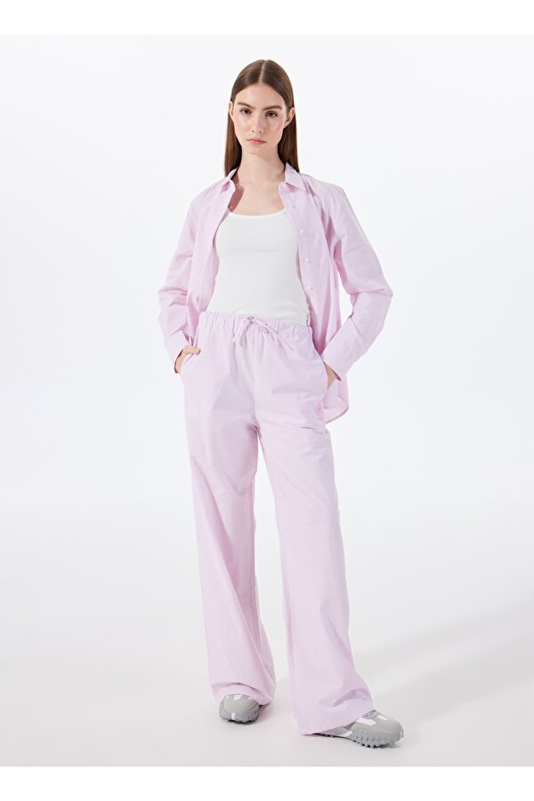 Jeep Lastikli Bel Bol Kesim Pembe Kadın Pantolon J5SL-PNT7010