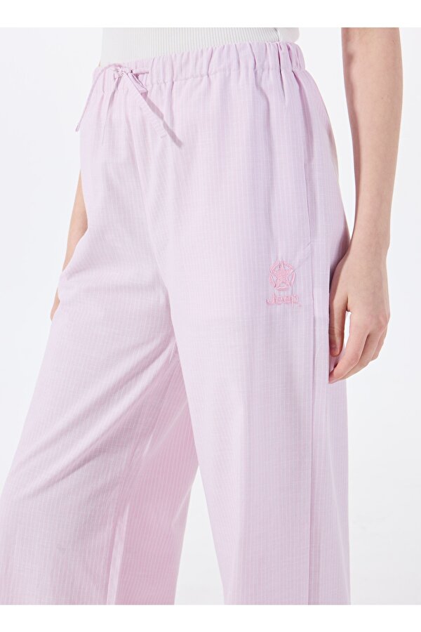 Jeep Lastikli Bel Bol Kesim Pembe Kadın Pantolon J5SL-PNT7010